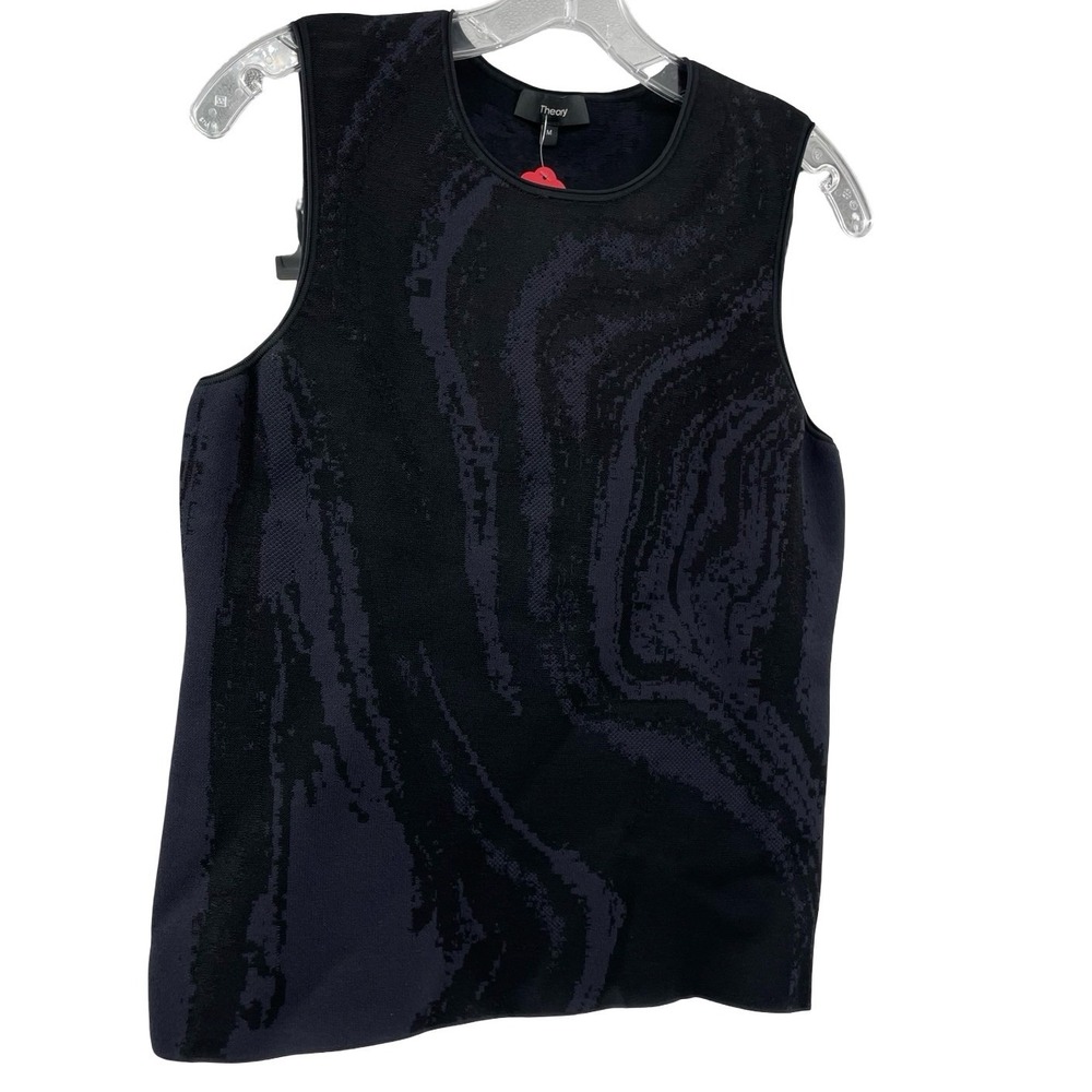 Theory Women's Tank Top Shell Marble Jacquard Purple Black Medium